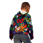 New Zealand Warriors Autism Awareness Kid Hoodie Puzzle Flames Rugby Ball
