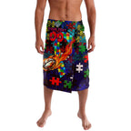 New Zealand Warriors Autism Awareness Lavalava Puzzle Flames Rugby Ball