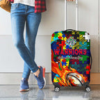 New Zealand Warriors Autism Awareness Luggage Cover Puzzle Flames Rugby Ball