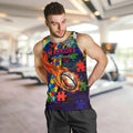 New Zealand Warriors Autism Awareness Men Tank Top Puzzle Flames Rugby Ball