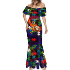 New Zealand Warriors Autism Awareness Mermaid Dress Puzzle Flames Rugby Ball