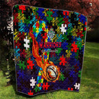 New Zealand Warriors Autism Awareness Quilt Puzzle Flames Rugby Ball