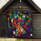 New Zealand Warriors Autism Awareness Quilt Puzzle Flames Rugby Ball