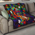 New Zealand Warriors Autism Awareness Quilt Puzzle Flames Rugby Ball