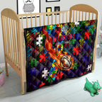 New Zealand Warriors Autism Awareness Quilt Puzzle Flames Rugby Ball
