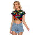 New Zealand Warriors Autism Awareness Raglan Cropped T Shirt Puzzle Flames Rugby Ball