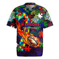 New Zealand Warriors Autism Awareness Rugby Jersey Puzzle Flames Rugby Ball