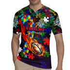 New Zealand Warriors Autism Awareness Rugby Jersey Puzzle Flames Rugby Ball