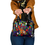 New Zealand Warriors Autism Awareness Shoulder Handbag Puzzle Flames Rugby Ball