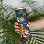 New Zealand Warriors Autism Awareness Skinny Tumbler Puzzle Flames Rugby Ball