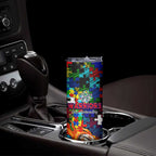 New Zealand Warriors Autism Awareness Skinny Tumbler Puzzle Flames Rugby Ball