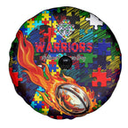 New Zealand Warriors Autism Awareness Spare Tire Cover Puzzle Flames Rugby Ball