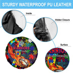 New Zealand Warriors Autism Awareness Spare Tire Cover Puzzle Flames Rugby Ball