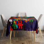 New Zealand Warriors Autism Awareness Tablecloth Puzzle Flames Rugby Ball