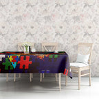 New Zealand Warriors Autism Awareness Tablecloth Puzzle Flames Rugby Ball