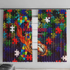 New Zealand Warriors Autism Awareness Window Curtain Puzzle Flames Rugby Ball