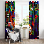 New Zealand Warriors Autism Awareness Window Curtain Puzzle Flames Rugby Ball