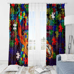 New Zealand Warriors Autism Awareness Window Curtain Puzzle Flames Rugby Ball