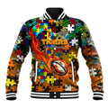 Tigers Autism Awareness Baseball Jacket Puzzle Flames Rugby Ball