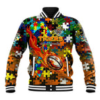 Tigers Autism Awareness Baseball Jacket Puzzle Flames Rugby Ball