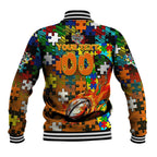 Tigers Autism Awareness Baseball Jacket Puzzle Flames Rugby Ball