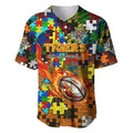 Tigers Autism Awareness Baseball Jersey Puzzle Flames Rugby Ball