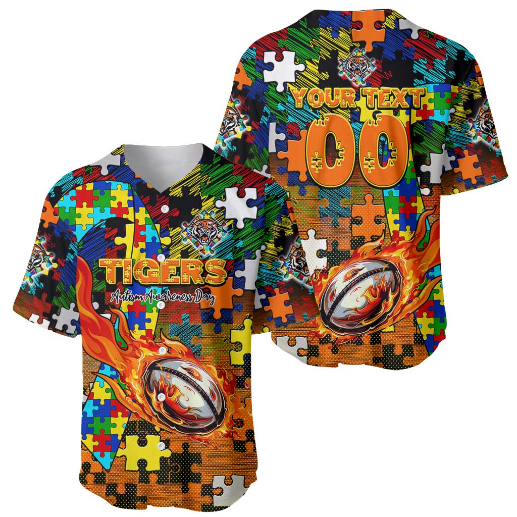 Tigers Autism Awareness Baseball Jersey Puzzle Flames Rugby Ball