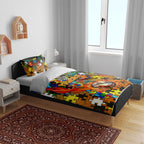 Tigers Autism Awareness Bedding Set Puzzle Flames Rugby Ball