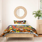 Tigers Autism Awareness Bedding Set Puzzle Flames Rugby Ball