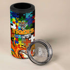 Tigers Autism Awareness 4 in 1 Can Cooler Tumbler Puzzle Flames Rugby Ball