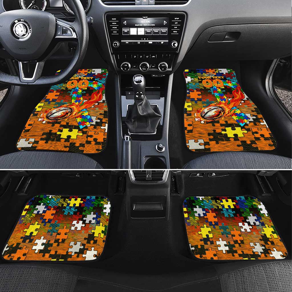 Tigers Autism Awareness Car Mats Puzzle Flames Rugby Ball