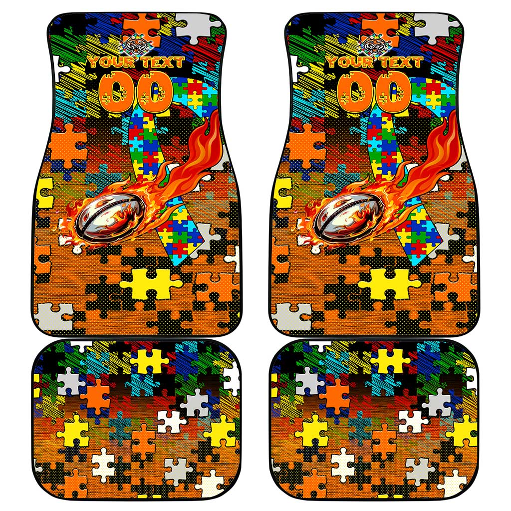 Tigers Autism Awareness Car Mats Puzzle Flames Rugby Ball