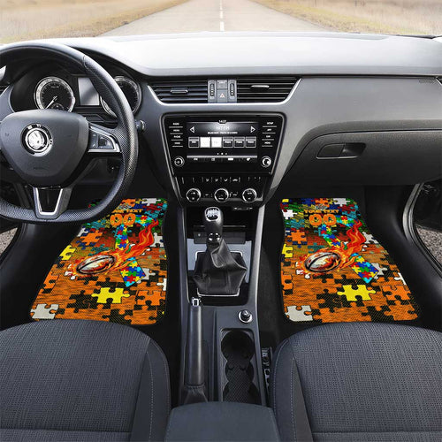 Tigers Autism Awareness Car Mats Puzzle Flames Rugby Ball