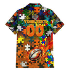 Tigers Autism Awareness Family Matching Mermaid Dress and Hawaiian Shirt Puzzle Flames Rugby Ball