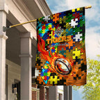 Tigers Autism Awareness Garden Flag Puzzle Flames Rugby Ball