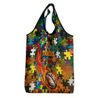 Tigers Autism Awareness Grocery Bag Puzzle Flames Rugby Ball