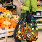 Tigers Autism Awareness Grocery Bag Puzzle Flames Rugby Ball