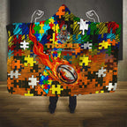 Tigers Autism Awareness Hooded Blanket Puzzle Flames Rugby Ball