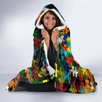Tigers Autism Awareness Hooded Blanket Puzzle Flames Rugby Ball