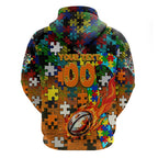 Tigers Autism Awareness Hoodie Puzzle Flames Rugby Ball