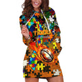 Tigers Autism Awareness Hoodie Dress Puzzle Flames Rugby Ball