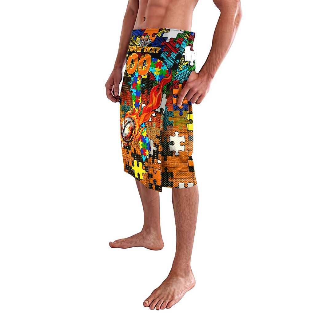 Tigers Autism Awareness Lavalava Puzzle Flames Rugby Ball