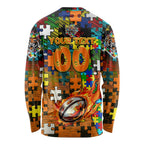 Tigers Autism Awareness Long Sleeve Shirt Puzzle Flames Rugby Ball