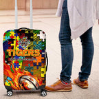 Tigers Autism Awareness Luggage Cover Puzzle Flames Rugby Ball