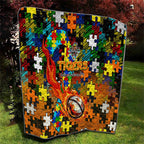 Tigers Autism Awareness Quilt Puzzle Flames Rugby Ball