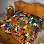 Tigers Autism Awareness Quilt Puzzle Flames Rugby Ball
