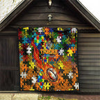 Tigers Autism Awareness Quilt Puzzle Flames Rugby Ball