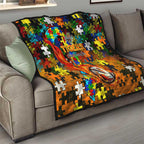 Tigers Autism Awareness Quilt Puzzle Flames Rugby Ball