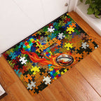 Tigers Autism Awareness Rubber Doormat Puzzle Flames Rugby Ball