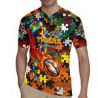 Tigers Autism Awareness Rugby Jersey Puzzle Flames Rugby Ball